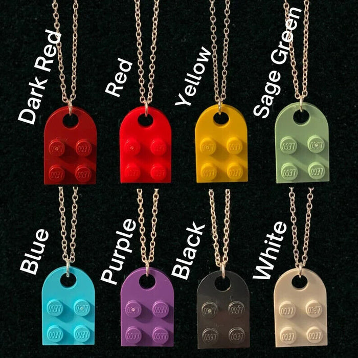 Brickohaulic Best Friend Heart Necklace Pair Handmade with LEGO® Bricks Parts
