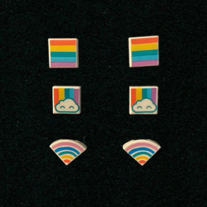 Brickohaulic Rainbow Stud Earrings Handmade with LEGO® Bricks Parts