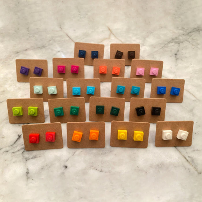 Brickohaulic Square Stud Earrings Handmade with LEGO® Bricks Parts