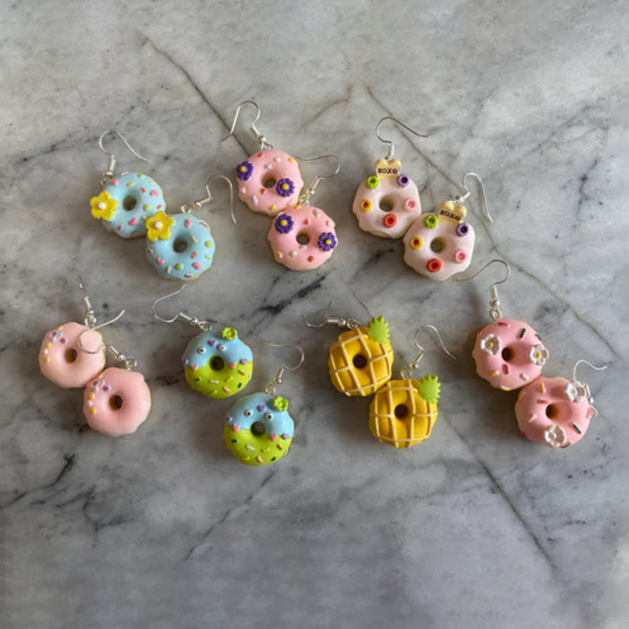 Brickohaulic Colourful Glazed Donut Earrings Handmade with LEGO® Bricks Parts