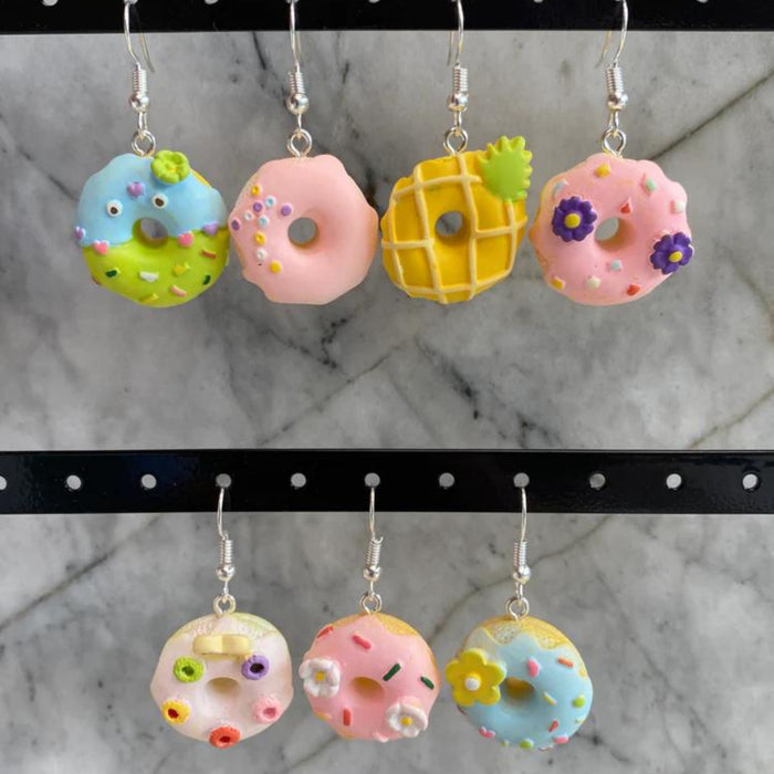 Brickohaulic Colourful Glazed Donut Earrings Handmade with LEGO® Bricks Parts