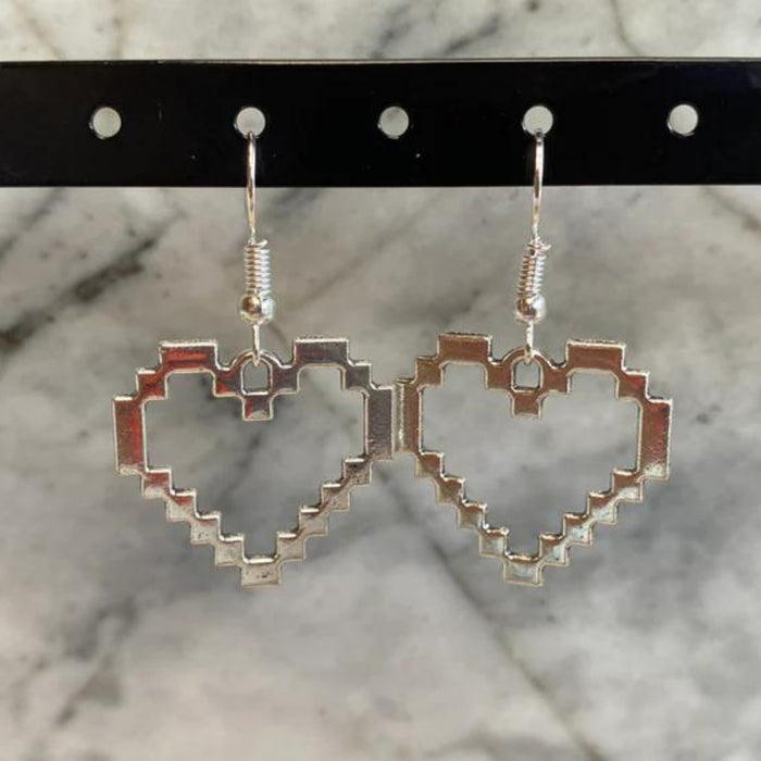 Brickohaulic 8-Bit Pixel Heart Drop Earrings Handmade with LEGO® Bricks Parts