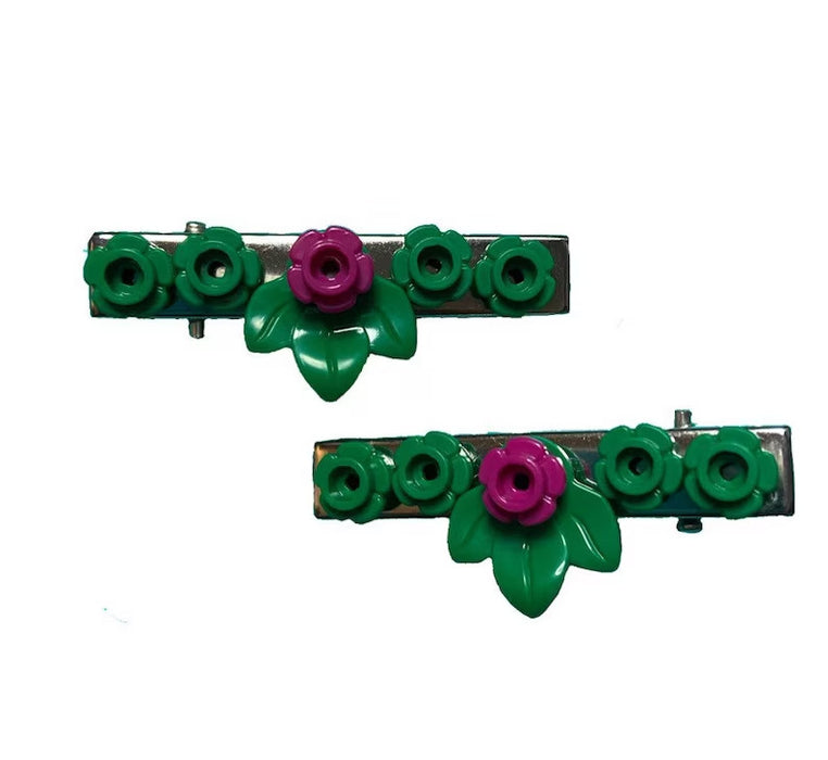 Brickohaulic Set of 2 Pink Flower Hair Clips Handmade with LEGO® Bricks Parts