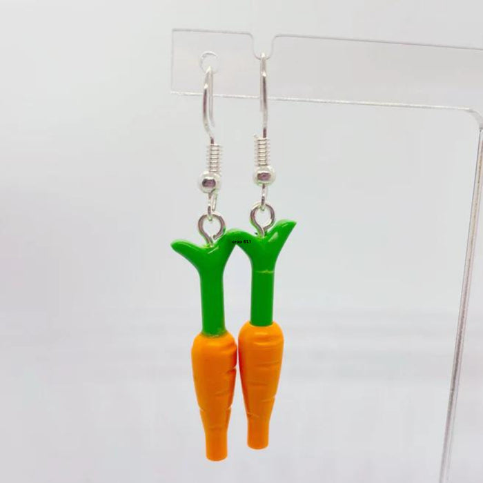 Brickohaulic Carrot Drop Earrings Handmade with LEGO® Bricks Parts