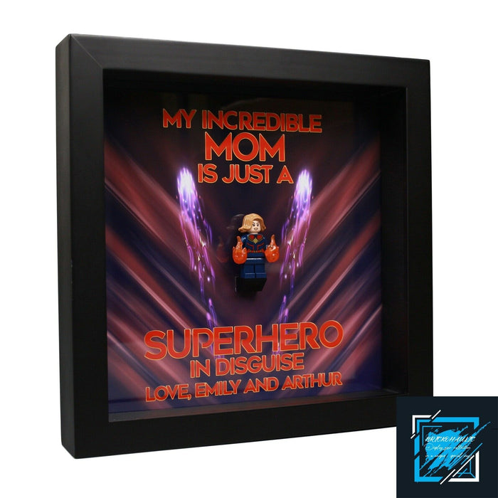 Brickohaulic Personalized Frame Captain Marvel Minifigure Mother, Mom, Wife Gift