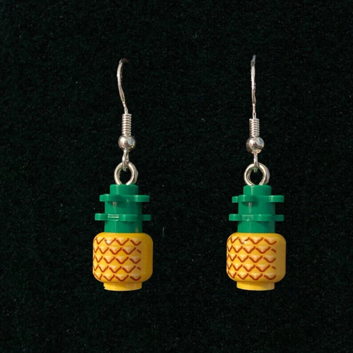 Brickohaulic Pineapple Dangle Earrings Handmade with LEGO® Bricks Parts