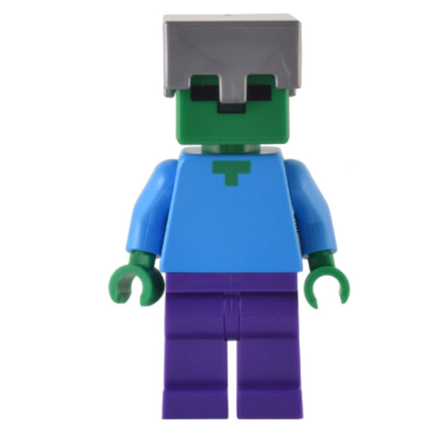 Lego Zombie 21249 21186 Purple Legs Flat Silver Helmet Minecraft Minifigure