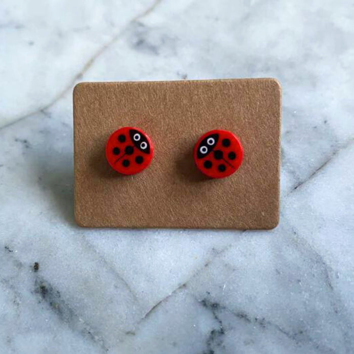 Brickohaulic Ladybird Brick Stud Earrings Handmade with LEGO® Bricks Parts
