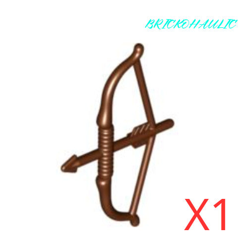 Lego Reddish Brown Bow Recurve Round Limbs Arrow Drawn Weapon Accessory Part