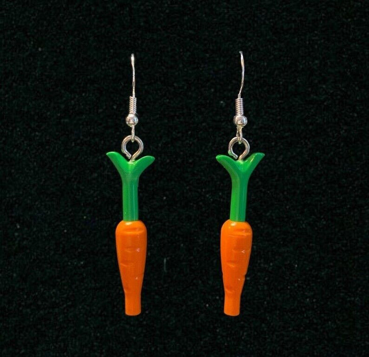 Brickohaulic Carrot Dangle Earrings Handmade with LEGO® Bricks Parts