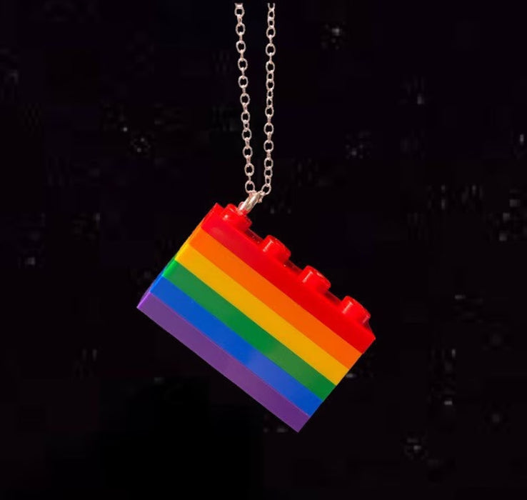 Brickohaulic Rainbow Pride Flag Necklace Handmade with LEGO® Bricks Parts