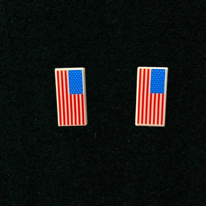 Brickohaulic American Flag Stud Earrings Handmade with LEGO® Bricks Parts