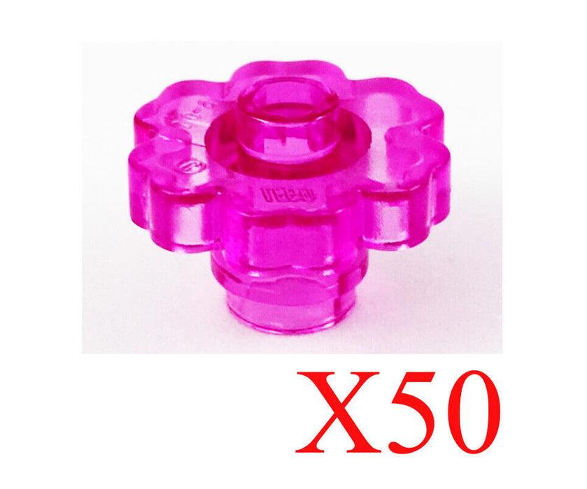 Lego Trans-Dark Pink Plant Flower 2 x 2 Rounded - Open Stud Parts Lot Of 50