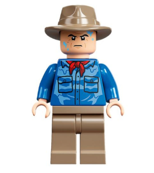 Lego Dr. Alan Grant 76956 Blue Shirt with Water Stains Jurassic World Minifigure