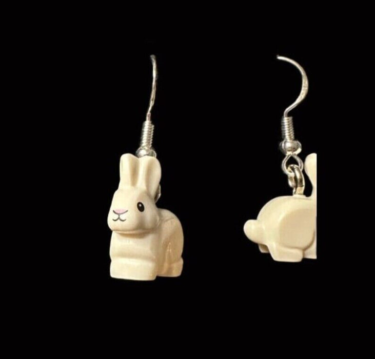 Brickohaulic Bunny Rabbit Dangle Earrings Handmade with LEGO® Bricks Parts