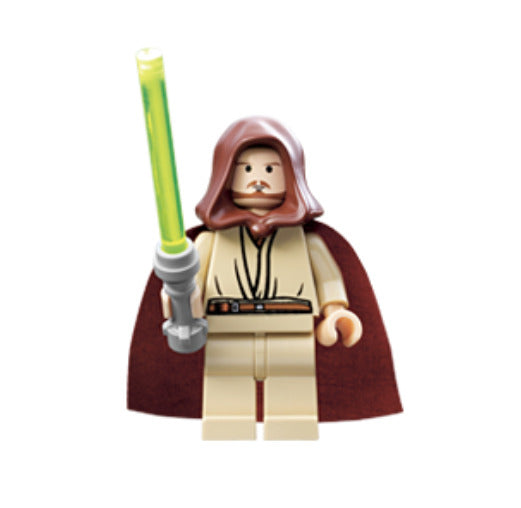 Lego Qui-Gon Jinn 7665 Light Flesh with Black Chin Dimple Star Wars Minifigure