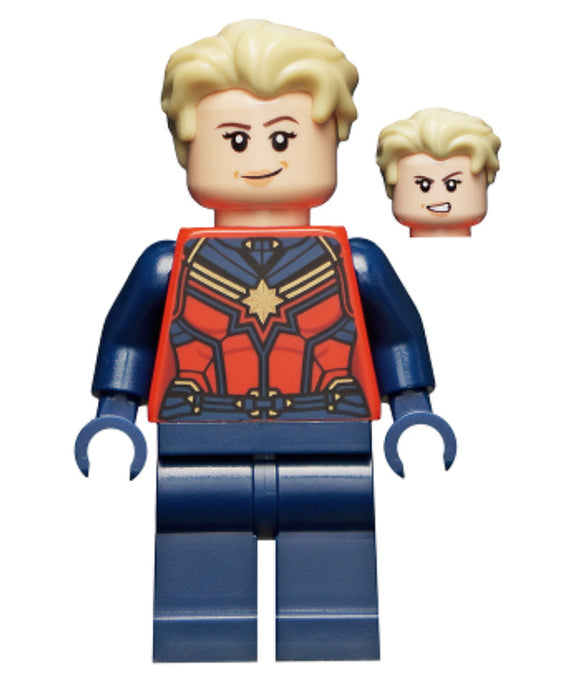 Lego Captain Marvel Dark 76266 76237 Tan Hair Swept Back Super Heroes Minifigure