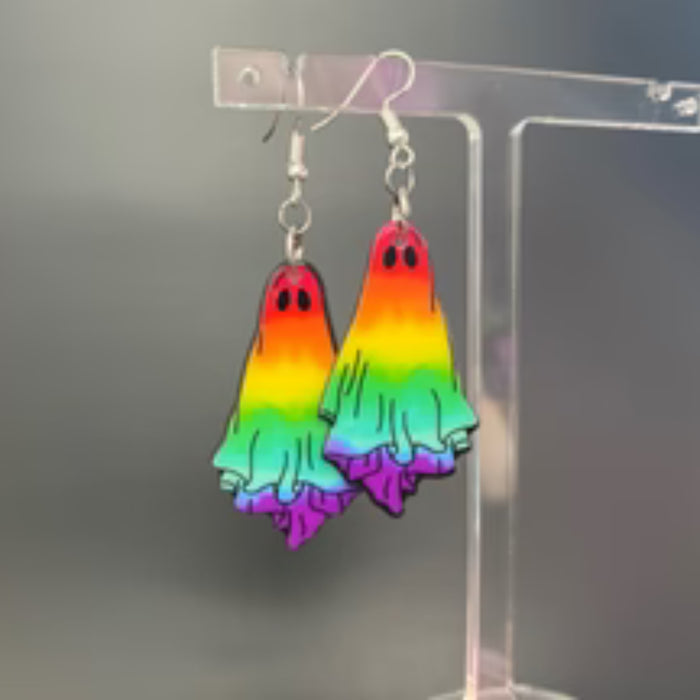 Brickohaulic Rainbow Ghost Earrings Handmade with LEGO® Bricks Parts