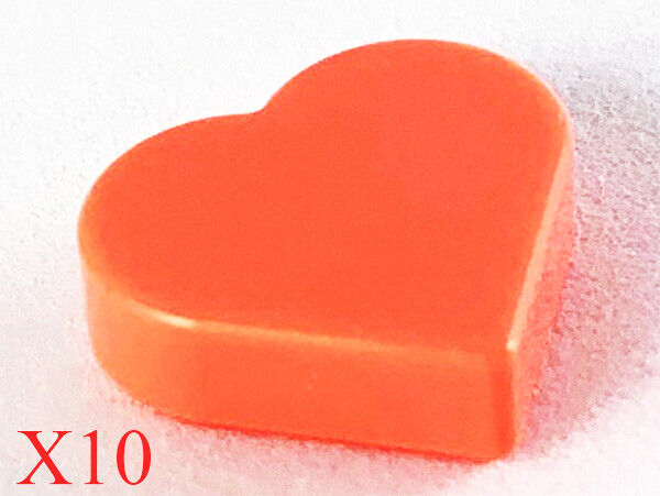Lego Coral Tile Round 1 x 1 Heart Flat Smooth Parts Pieces Lot of 10