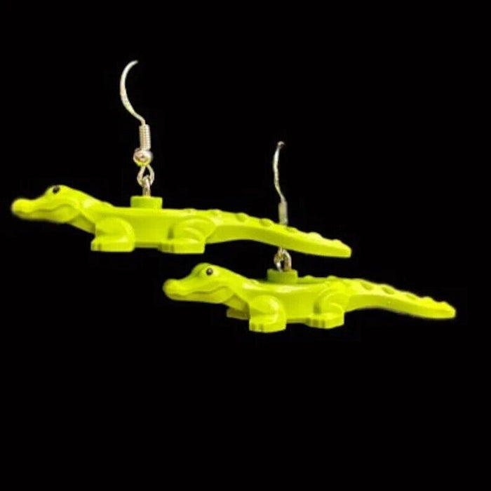 Brickohaulic Baby Alligator Dangle Earrings Handmade with LEGO® Bricks Parts