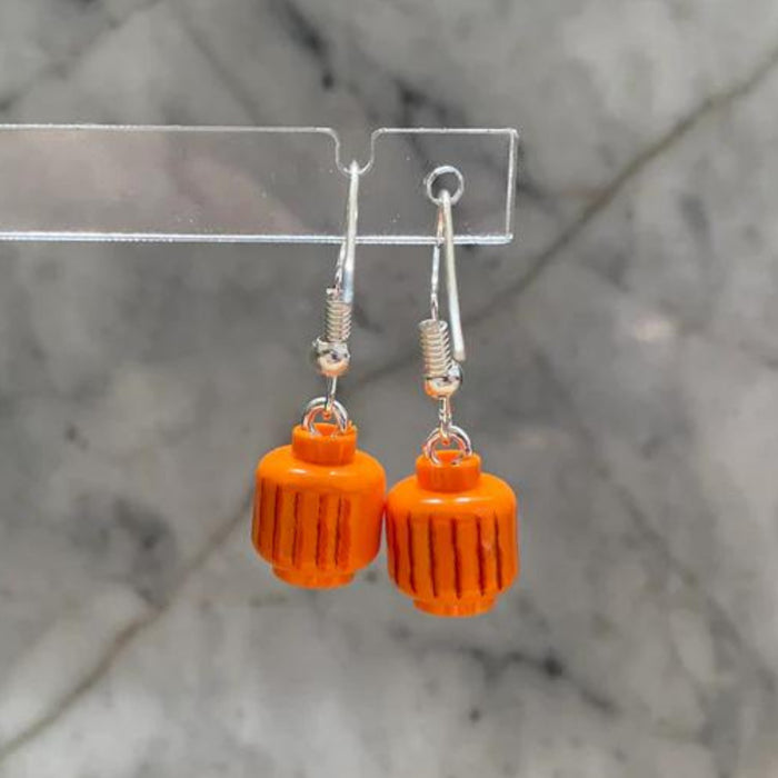 Brickohaulic Pumpkin Head Drop Earrings Handmade with LEGO® Bricks Parts