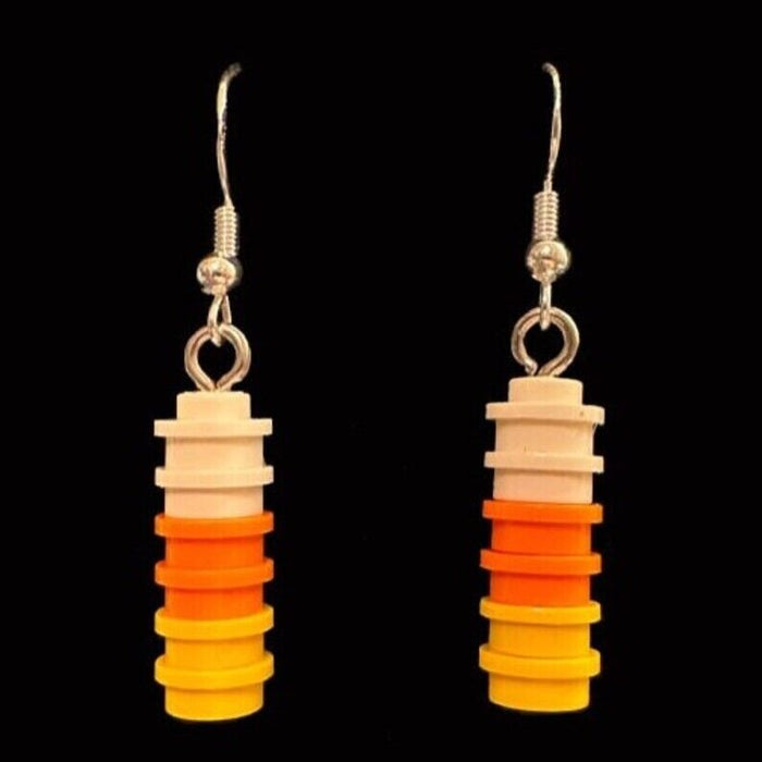 Brickohaulic Candy Corn Dangle Earrings Handmade with LEGO® Bricks Parts