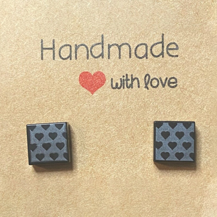 Brickohaulic Metallic Hearts Stud Earrings Handmade with LEGO® Bricks Parts