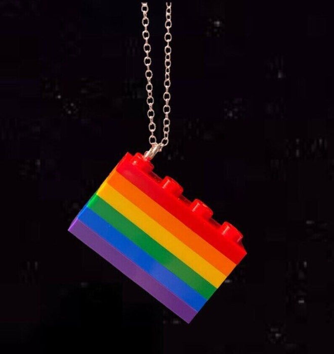 Brickohaulic Rainbow Pride Flag Necklace Handmade with LEGO® Bricks Parts