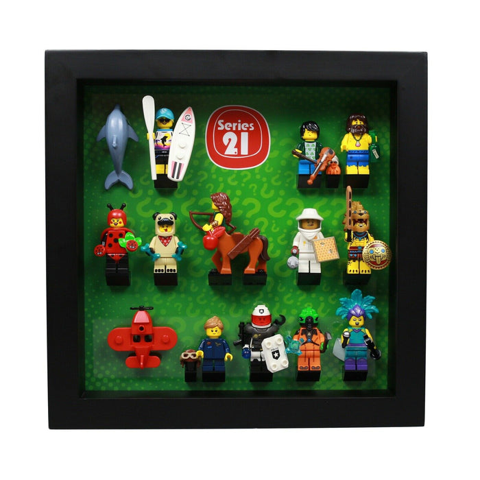 Brickohaulic Black Display Frame Case for Series 21 Minifigures 71029